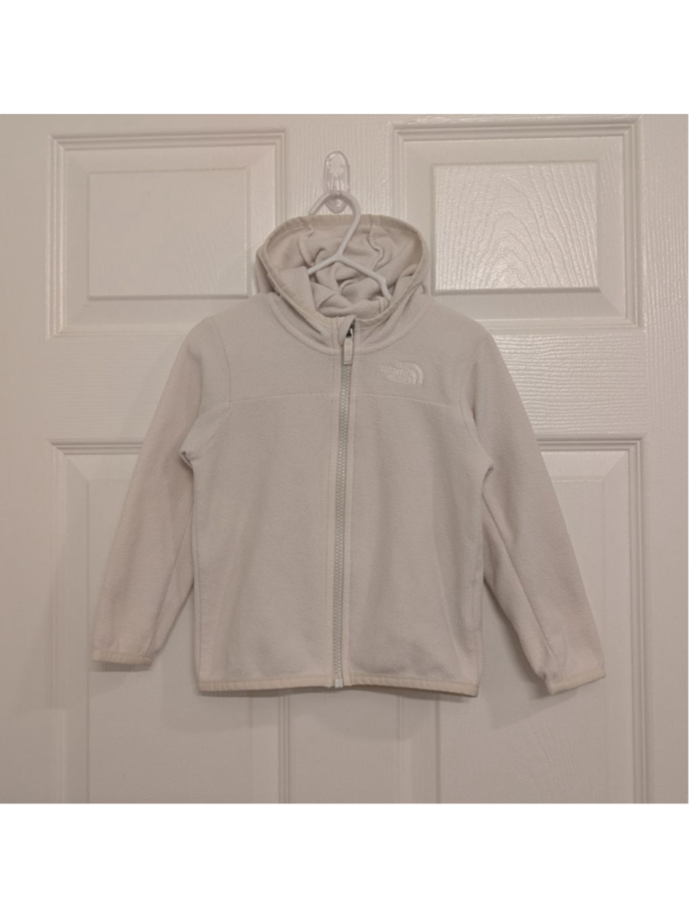 Baby The North Face White Fleece Hooded Full Zip Jacket 18-24mos Lightweight